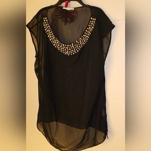 Black and gold sheer blouse